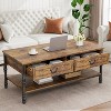 Modern Fluted Coffee Table, 48'' Modern Oval Coffee Table with Drawer, Faux Marble Top - 3 of 4