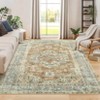 Vintage Medallion Throw Carpet Large Living Room Rug Washable Rug Stain Resistant Carpet with Non-Slip Backing Low Pile Folding Floor Cover - 4 of 4