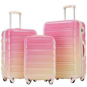 FURNIinspire Bag And Luggage Sets 3 Piece Gradient Color Expandable Suitcase With Spinner Wheels And TSA Lock, Pink And Yellow, 20" 24" 28" - 1 of 3