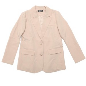 Allegra K Women Notched Lapel Single Breasted Long Sleeve Flap Pocket Straight Lined Business Casual Suit Jacket Blazer - 1 of 4