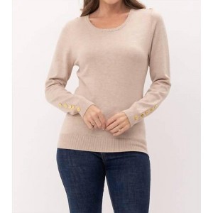 Women's Button Shoulder & Sleeve Sweater - Cielo - 1 of 2