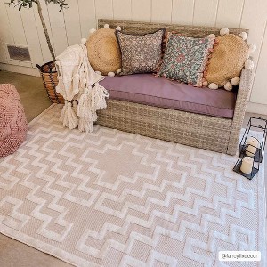 Hauteloom Diza Cream Outdoor Rug - 1 of 4