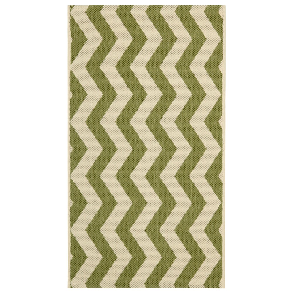 2'X3'7in Courtyard Ayden Chevron Outdoor Rug - Green/Beige - Safavieh