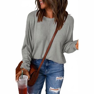Women's Oversized Solid Pullover - Shewin - 1 of 3