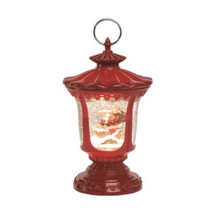 Transpac Artificial 10.25 in. Multicolor Christmas Light-Up Santa Street Light Waterglobe - 1 of 3