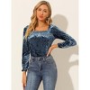 INSPIRE CHIC Women's Velvet Long Sleeve Square Neck Blouse - 3 of 4