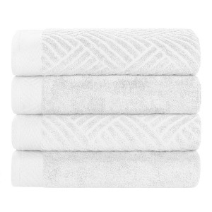 Basketweave Luxury Cotton Jacquard and Solid Bath Towels, Set of 4 by Blue Nile Mills - 1 of 4