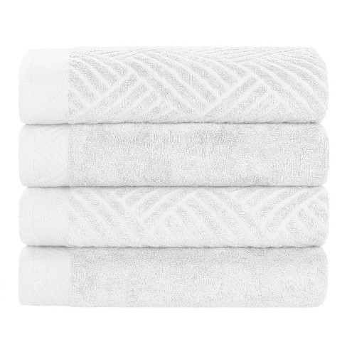 Basketweave Luxury Cotton Jacquard And Solid Bath Towels, Set Of 4 ...