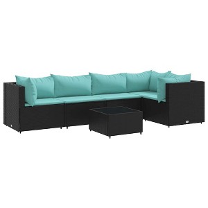 vidaXL Patio Lounge Set Black, Water blue - 1 of 4