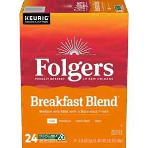 Folgers Breakfast Blend Mild Roast Coffee - Keurig K-Cup Pods - 24ct - 1 of 4