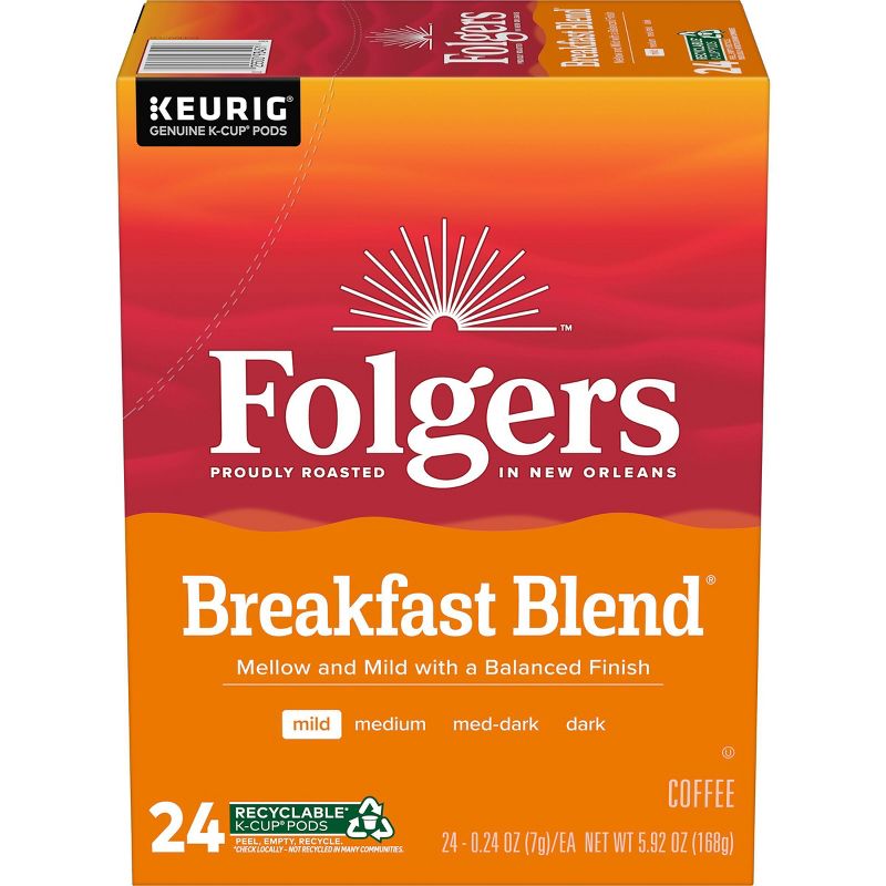 Folgers Breakfast Blend Coffee Medium Roast Keurig K-Cup - 22ct, 1 of 14