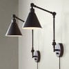 360 Lighting Wray Modern Industrial Swing Arm Wall Lamps Set of 2 Dark Bronze Plug-in 6" Light Fixture Up Down for Bedroom Reading Living Room Hallway - 2 of 4