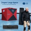 Portable Pop-Up Ice Fishing Tent, Fits 2-3 Person Ice Fishing Shelter, Insulated Hub Shelter with Anchors, Ropes, Light Strip & Carry Bag, Red+Black - 2 of 4
