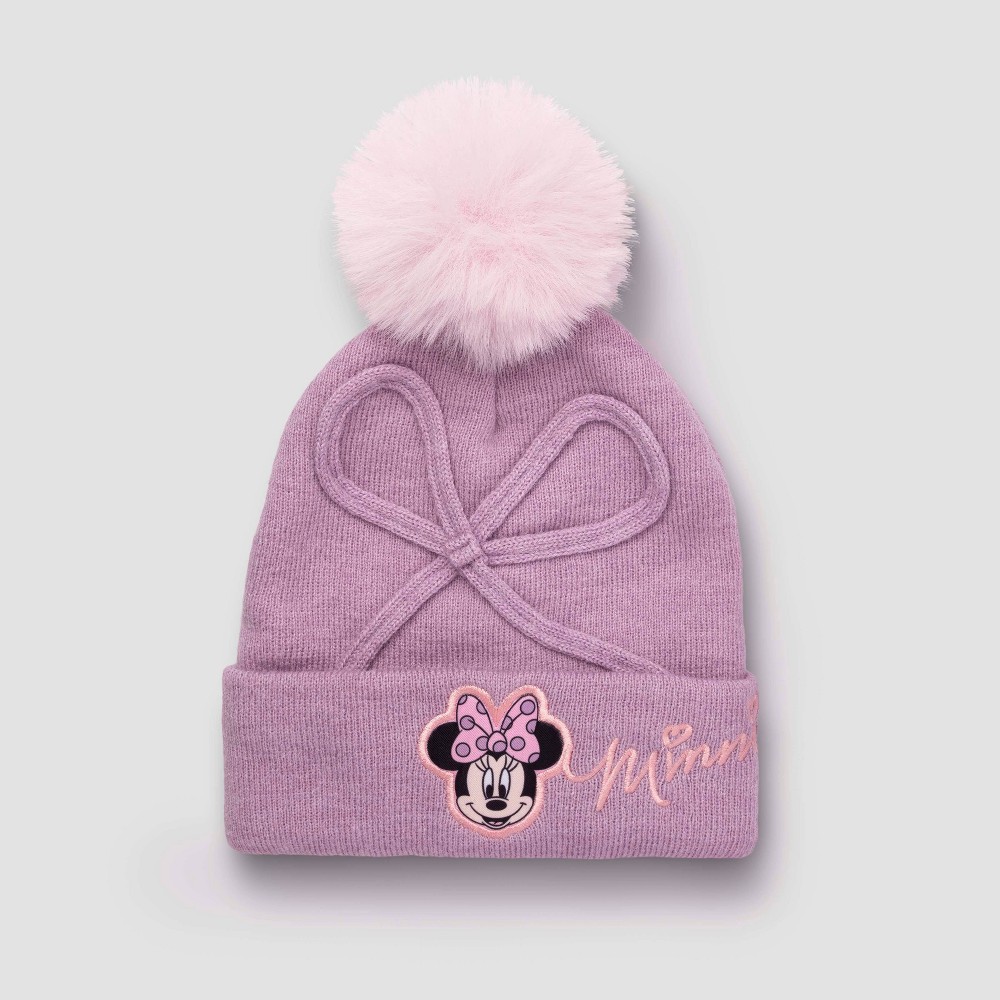 Mickey Mouse & Friends Toddler Girls' Minnie Mouse Knit Bow Beanie Hat - Mauve 2T-5T