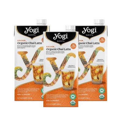 Yogi Barista Golden Organic Chai Latte - 32 Fluid Oz (3 Pack) - Supports Healthy Digestion - Includes Turmeric Tea, Ginger, Cardamom, Cinnamon & More