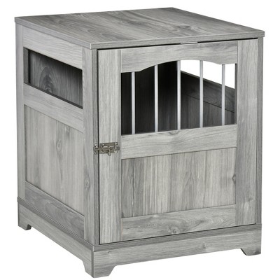 Pawhut Dog Crate Furniture, Wooden & Wire End Table With Lockable Door ...