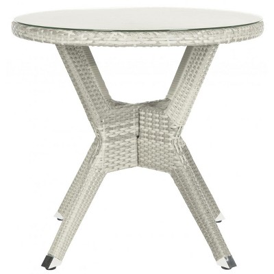 Langer Gray Round Wicker and Glass Dining Table