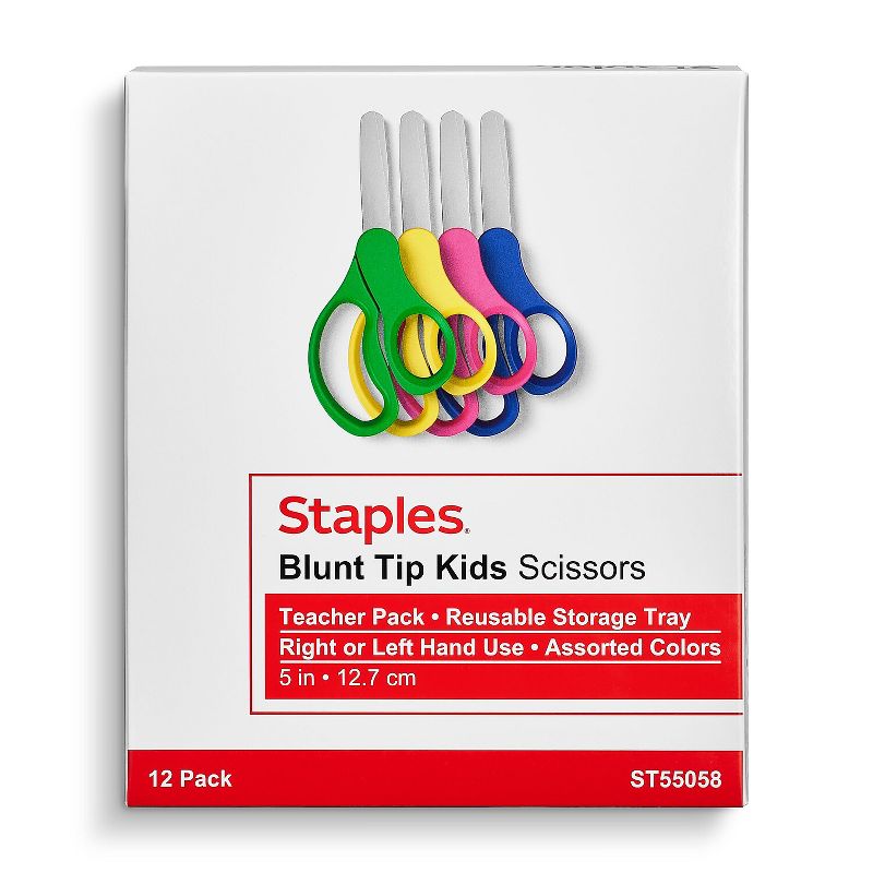TRU RED Staples Teacher Pack 5" Kids Blunt Tip Stainless Steel Scissors Straight Handle Right and, 4 of 5