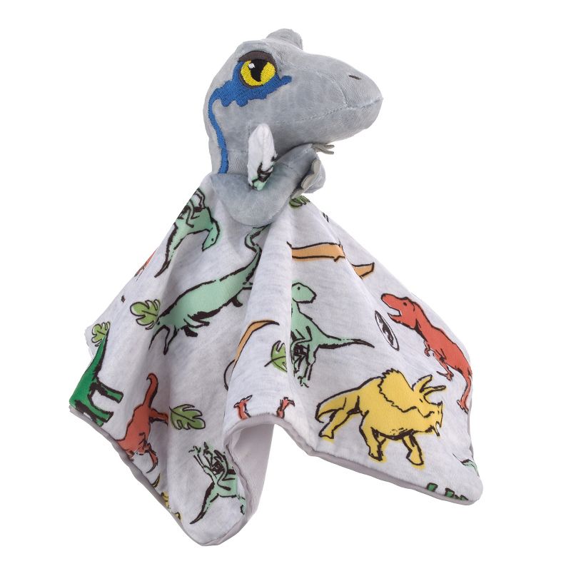 Welcome to the Universe Baby Jurassic World Grey, Green, Orange and Yellow, Grey Plush Dinosaur Raptor Security Baby Blanket, 2 of 6