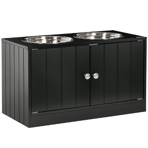 SKYONE Raised Dog Feeding Station with 44L Storage Cabinet, Stainless Steel Bowls, Elevated Stand - 1 of 4