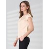 Allegra K Women's Satin Cap Sleeve Pleated Casual Work Office Blouse - 4 of 4
