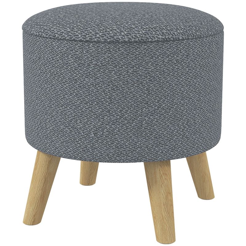 HOMCOM Storage Ottoman, Round Footstool with Linen Feel Fabric Upholstery, Removable Top, Hidden Space and Wood Legs for Living Room, 4 of 7