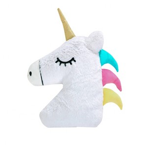 Monique Unicorn Kids' Pillow - Homthreads: Modern Plush Novelty Throw for Kids Bed, White, 18"x18" - 1 of 4
