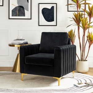 Iapygia Contemporary Tufted Wooden Upholstered Club Chair with Metal Legs  for Bedroom and Living Room Club Chair  | ARTFUL LIVING DESIGN - 1 of 4