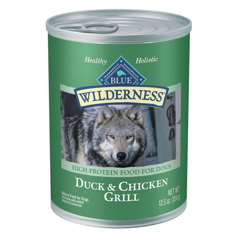 Blue Buffalo Wilderness High Protein Natural Adult Wet Dog Food Duck &#38; Chicken Grill - 12.5oz, 1 of 7