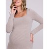 Women's Square Neck Rib Knit Long Sleeve Bodycon Maxi Dress | Motherhood Maternity - 4 of 4