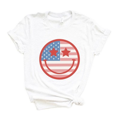 Simply Sage Market Women's Flag Smiley Face Short Sleeve Graphic Tee