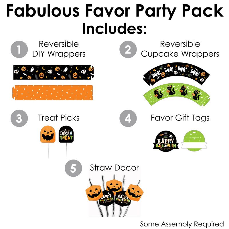 Big Dot of Happiness Jack-O'-Lantern Halloween - Kids Halloween Party Favors and Cupcake Kit - Fabulous Favor Party Pack - 100 Pc, 2 of 9