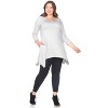 Women's Plus Size 3/4 Sleeve Makayla Tunic Top with Pockets - White Mark - 2 of 3