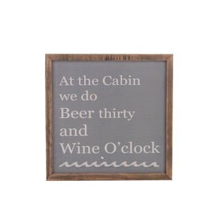 Beachcombers At The Cabin We Do Beer Thirty And Wine O'Clock Rustic Plaque Sign Wall Decor Decoration 12 x 0.5 x 12 Inches. - 1 of 2