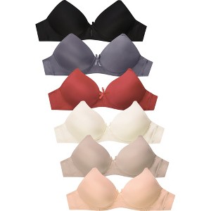 PACK OF 6 SOFRA WOMEN'S WIRE FREE FULL COVERAGE SOLID BRA (BR4400PN1) - 1 of 3