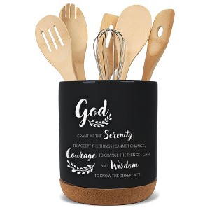 Elanze Designs Serenity Prayer Black X-Large Cork Bottom Kitchen Utensil Holder - 1 of 2