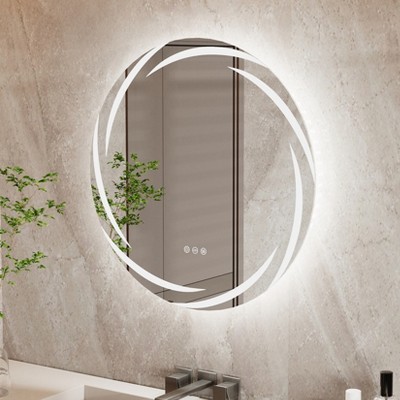 ARTLOGE Round Led Bathroom Mirror Backlit Lighted Anti-Fog Smart Vanity Mirror