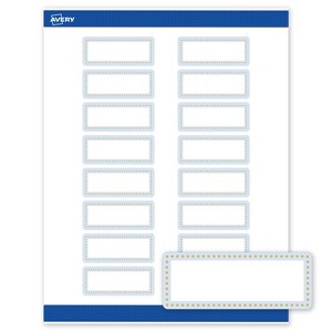 Avery Labels, 1" x 2-5/8", Matte White, Blue Border w/ Gold Dots, 160ct - 1 of 4