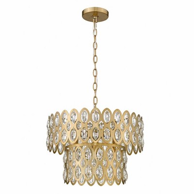 Modern Heirloom Brass and Crystal 5-Light Chandelier Pendant