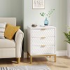 ORRD Modern White & Gold Nightstand, 3-Drawer Bedside Table with Hexagon Pattern & Metal Base, Tall End Table for Bedroom & Living Room - 3 of 4