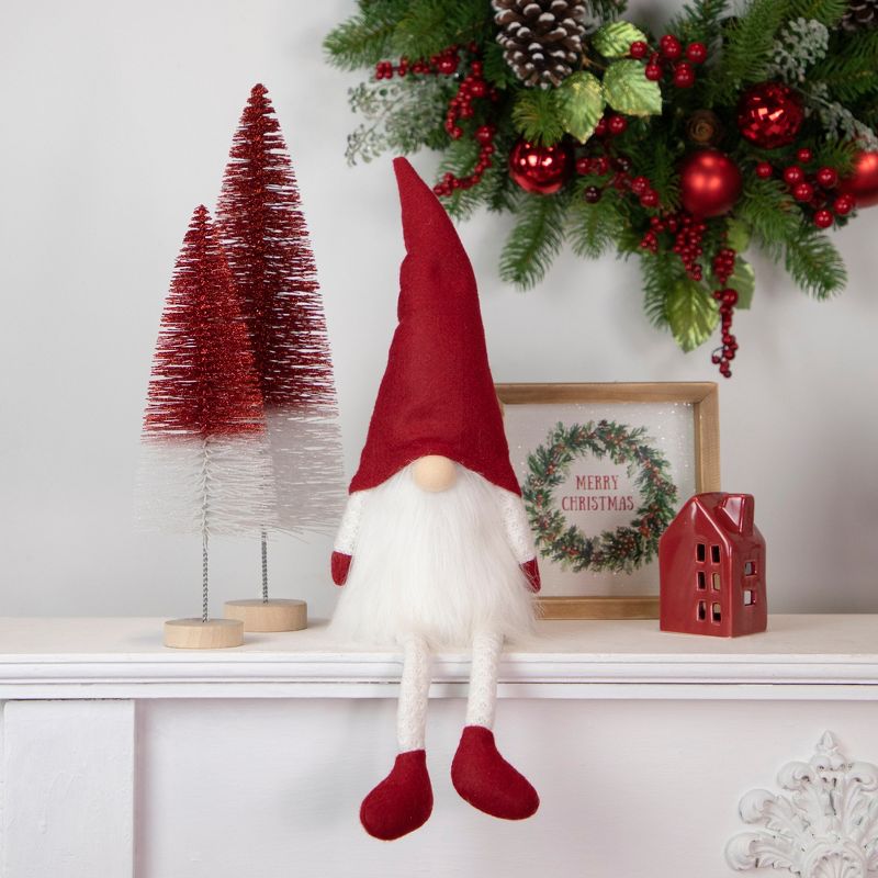 Northlight 20" Lighted Red and White Sitting Gnome Tabletop Christmas Decoration, 2 of 6