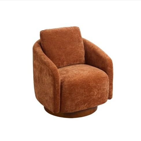 Swivel Barrel Chair, Modern Round Accent Armchairs with Back Pillow, Upholstered Comfy 360 Degree Swivel Club Chair - image 1 of 4