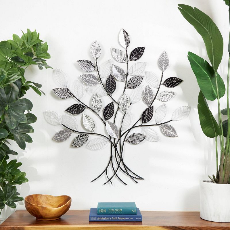 43&#34;x39&#34; Metal Tree Wall Decor with Various Patterned Leaves Black - Olivia &#38; May, 2 of 5