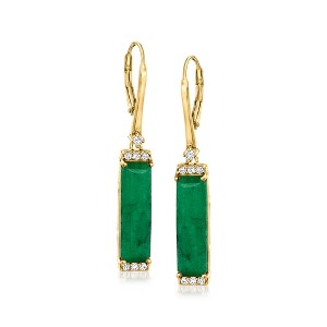 Ross-Simons 10.00 ct. t.w. Emerald and .30 ct. t.w. White Topaz Drop Earrings in 18kt Gold Over Sterling - 1 of 3
