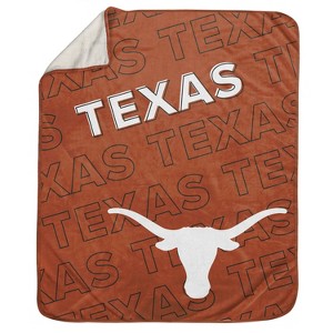 NCAA Texas Longhorns Wordmark 60 x 70 Faux Shearling Blanket: Plush Team Logo Throw - 1 of 3