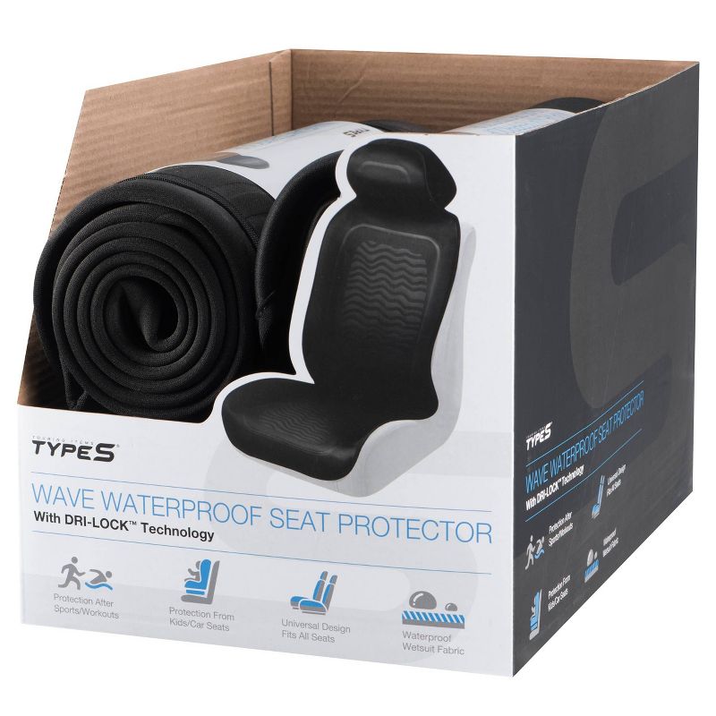 Type S 4&#34;x15&#34;x4&#34; Wave Slip-on Waterproof Seat Protector Black, 4 of 8