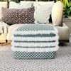 Ari Square Woven PET Polyester Pouf Turquoise/White - WyndenHall - 2 of 4