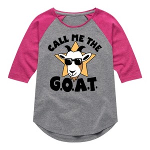Girls' - Instant Message - Call Me The Goat Shirt Tail Raglan Graphic T-shirt - 1 of 4