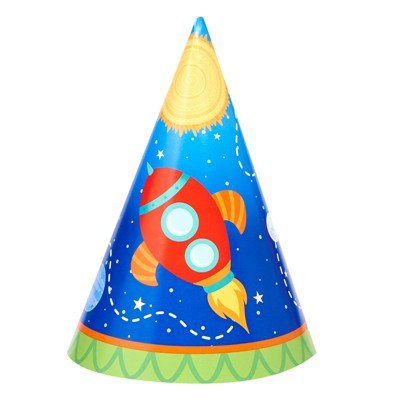 Birthday Express Space Party Rocket Space Cone Hat - 16 pack