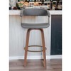HomeRoots 31" Gray And Wood Brown Faux Leather Swivel Bar Height Bar Chair - 2 of 4